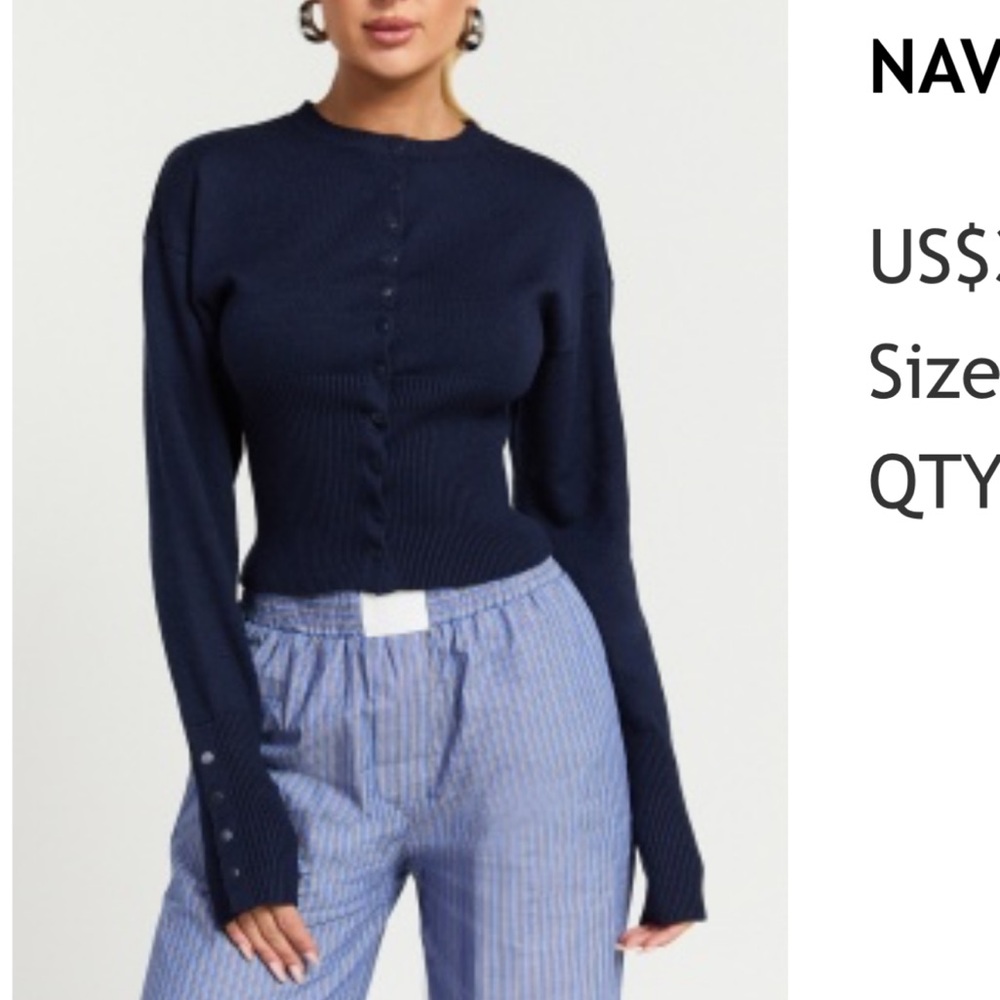 Showpo Navy Blue Cardigan Sweater